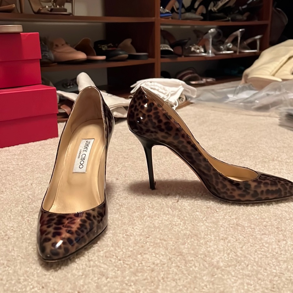 Fabulous Jimmy Choo patent leopard pumps!
